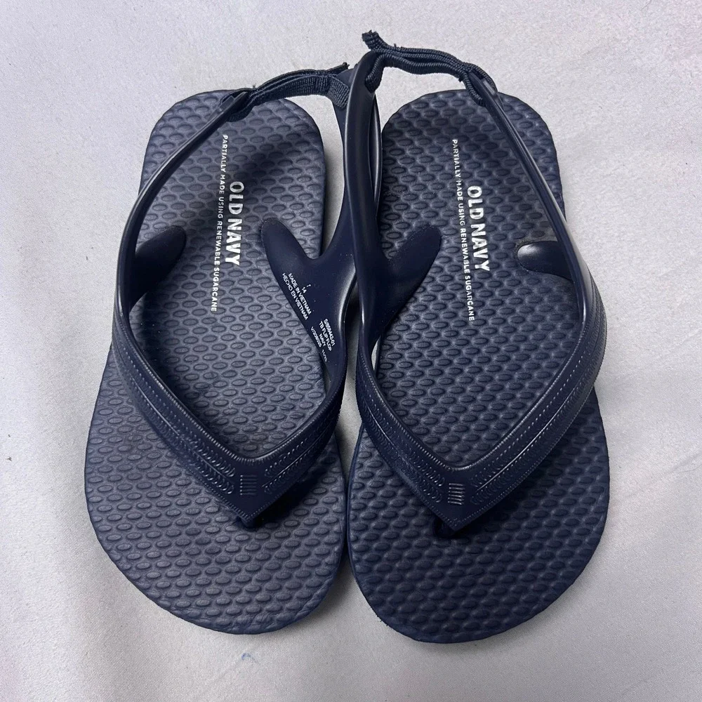 Old Navy Toddler Flip Flops Navy Blue Sandals with Backstrap Size‎ 7